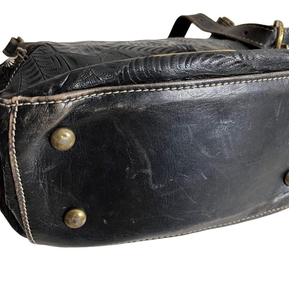 AMERICAN WEST Black Western Handbag Shoulder Bag Hair on Hide Leather Adjustable - Picture 4 of 11